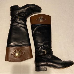 Michael Kors Black/Brown Buckled Riding Boots